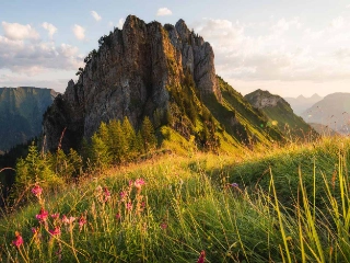 Ein bezaubernder Ausblick auf den idyllischen Sassigrat im Frühherbst. Der Sassigrat bietet Zugang für zahlreiche Wanderungen im Isenthaler Kleintal, wo der Uri-Rotstock, der Gitschen und der Schlieren zur Auswahl stehen.